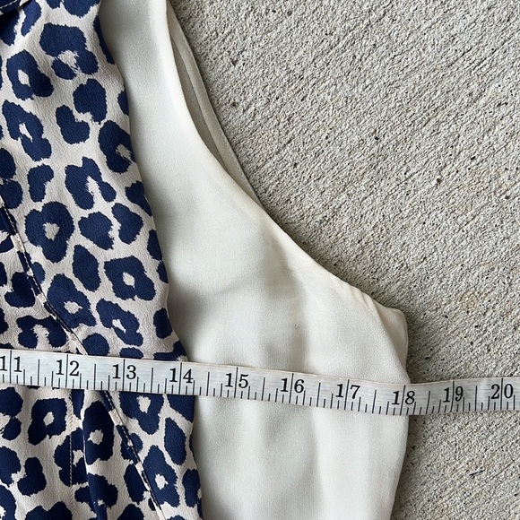 3.1 Phillip Lim Navy/Ivory Silk Chiffon Leopard Print Ruffled Tank Size 4 - Picture 6 of 10